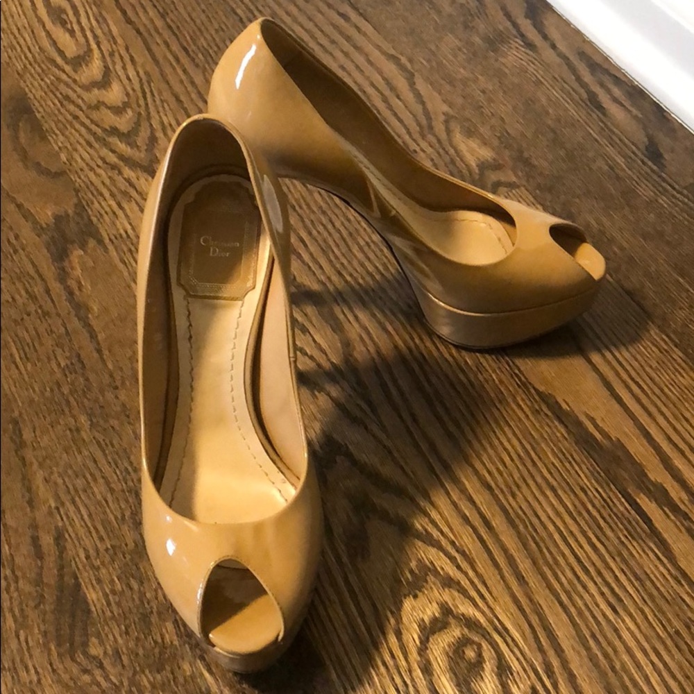 Dior Patent Peep Toe Pumps